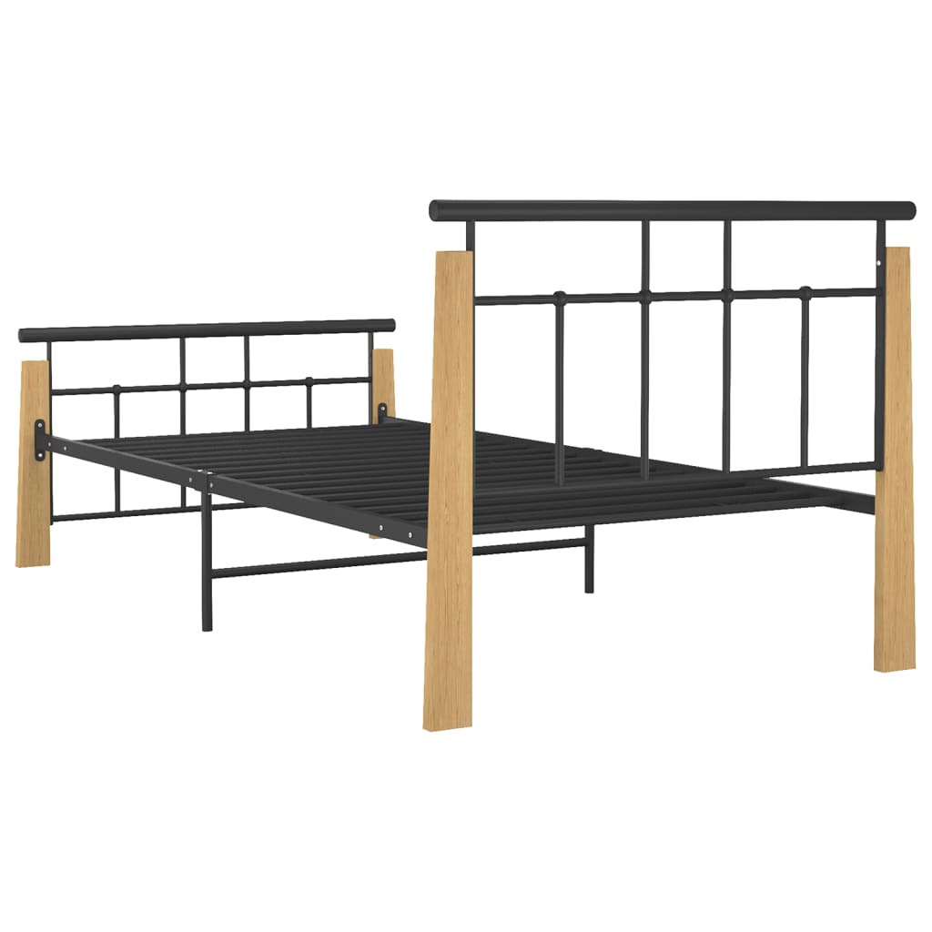 vidaXL Estructura de cama sin colchón metal madera de roble 100x200 cm