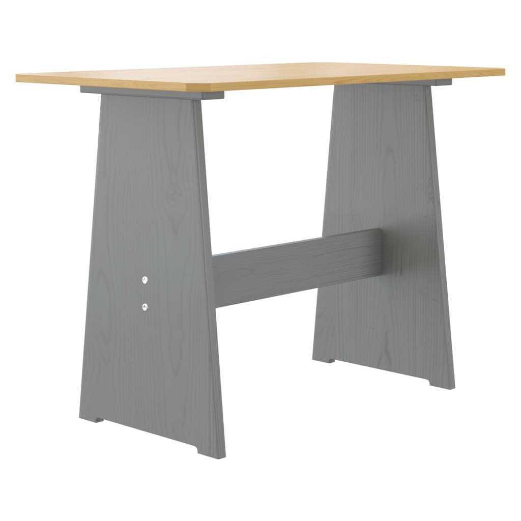 vidaXL Mesa de comedor con banco REINE madera maciza pino marrón gris