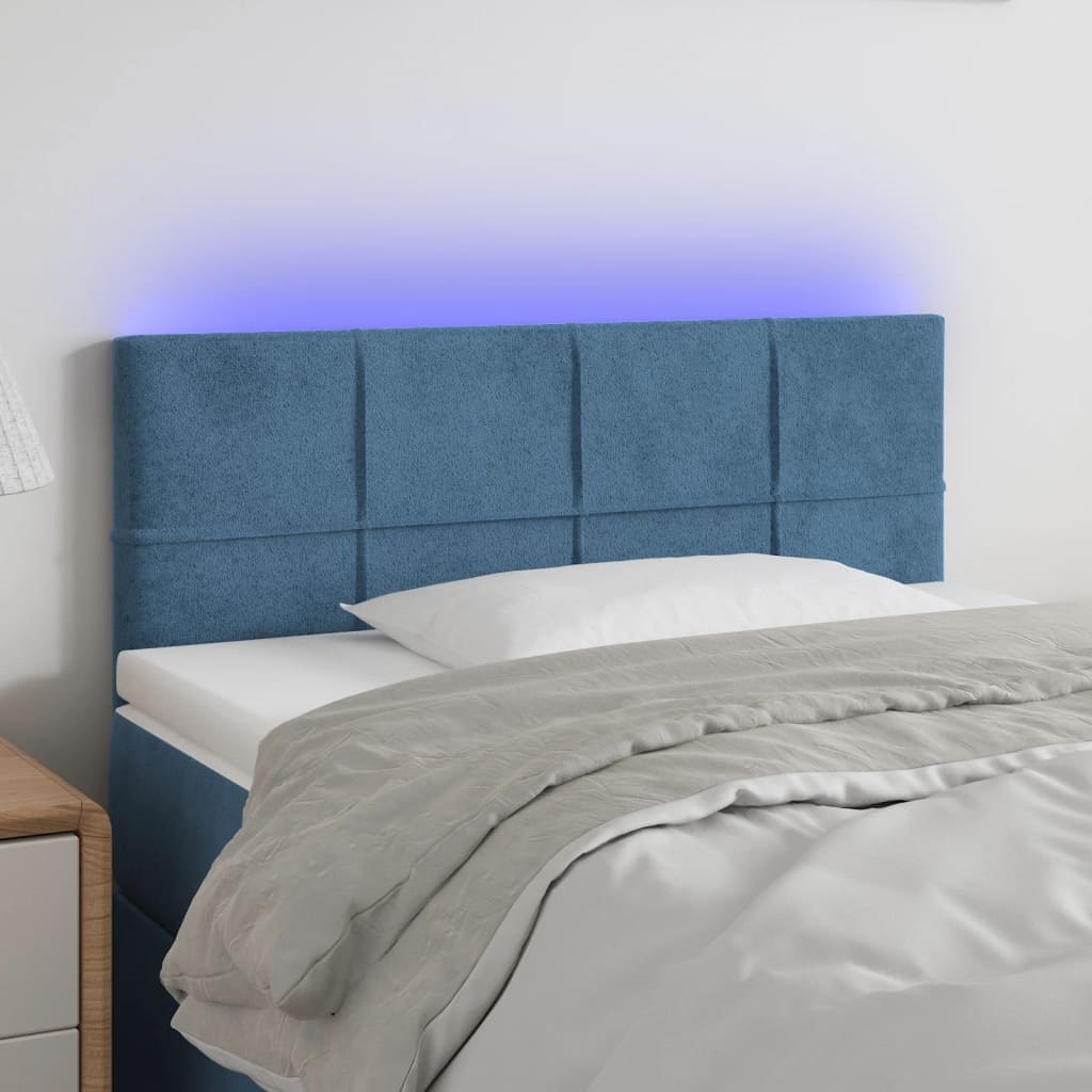 vidaXL Cabecero con LED de terciopelo azul oscuro 80x5x78/88 cm