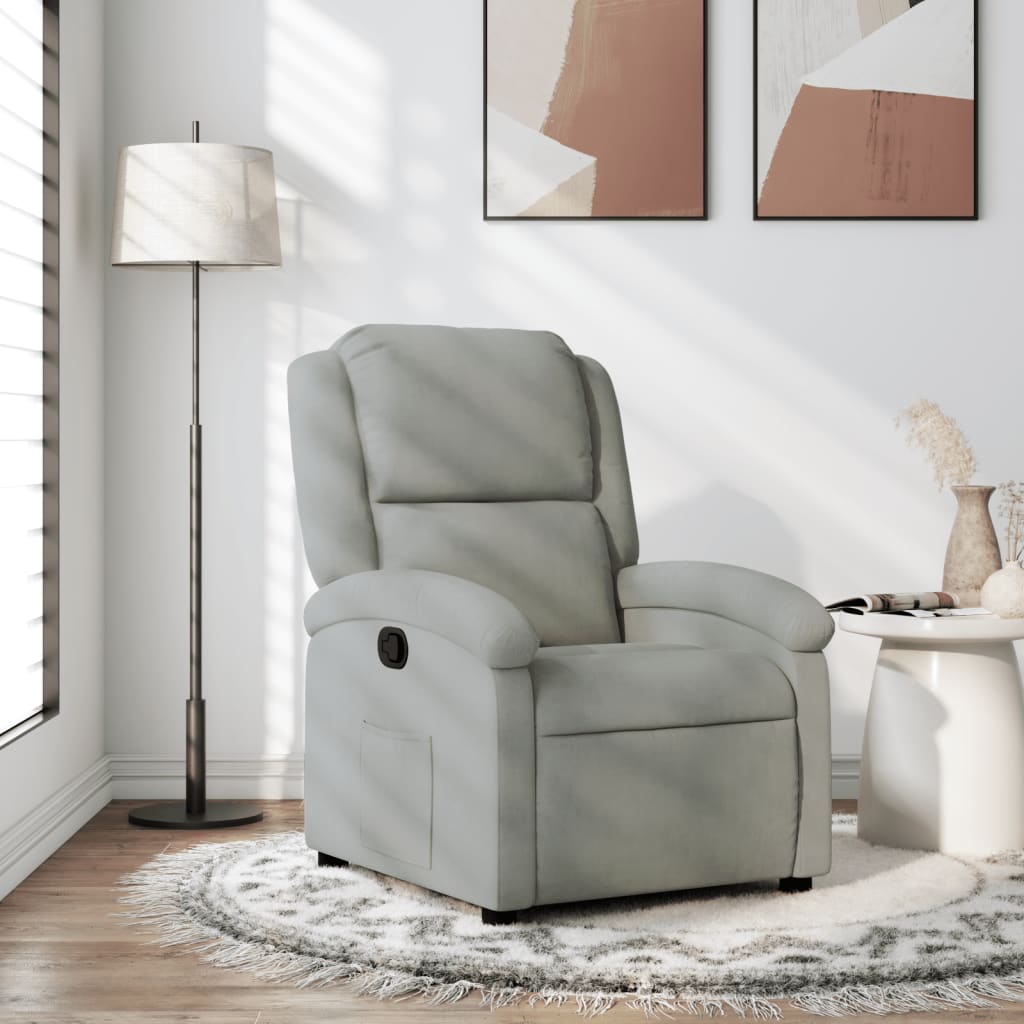 vidaXL Sillón reclinable de terciopelo gris claro