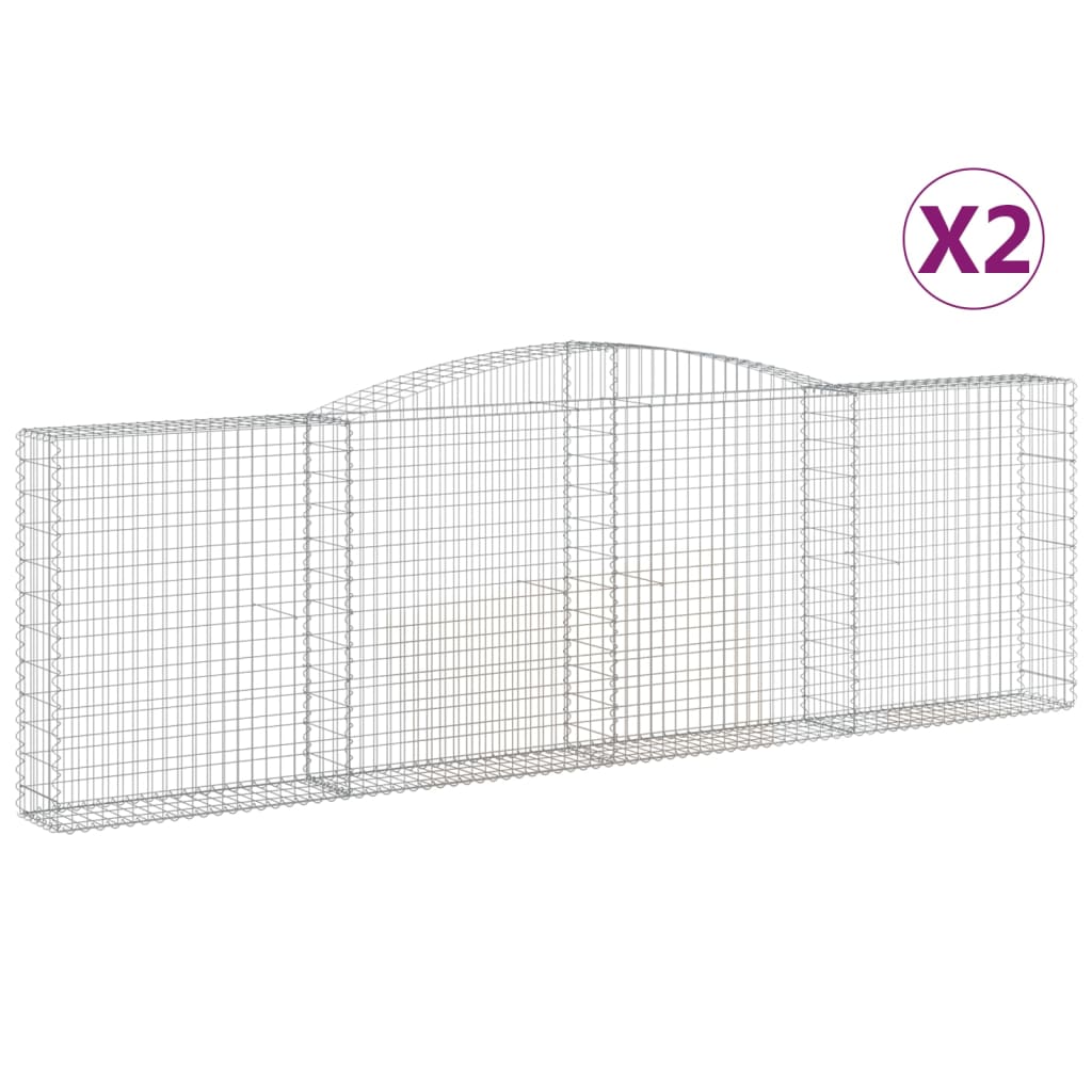 vidaXL Cestas de gaviones 2 uds forma de arco hierro 400x30x120/140cm