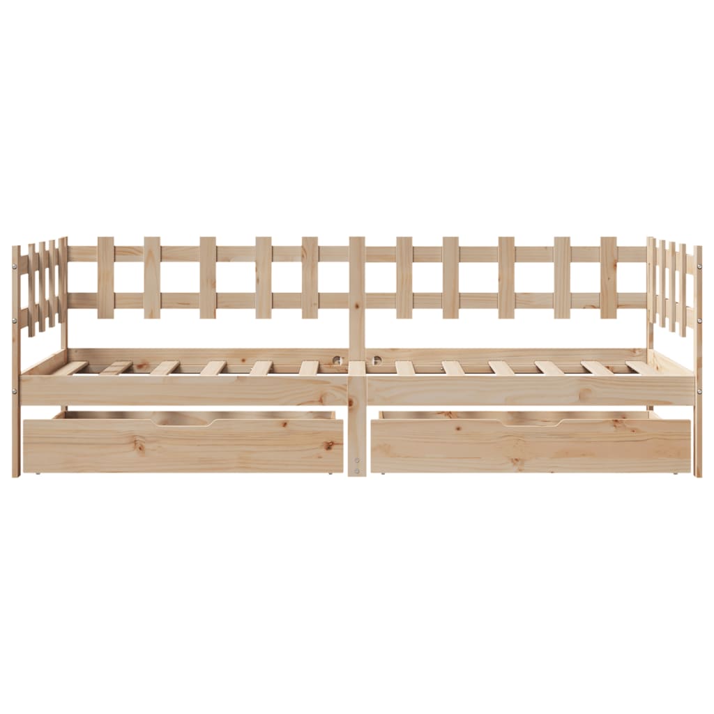 vidaXL Sofá cama con cajones madera maciza de pino 80x200 cm