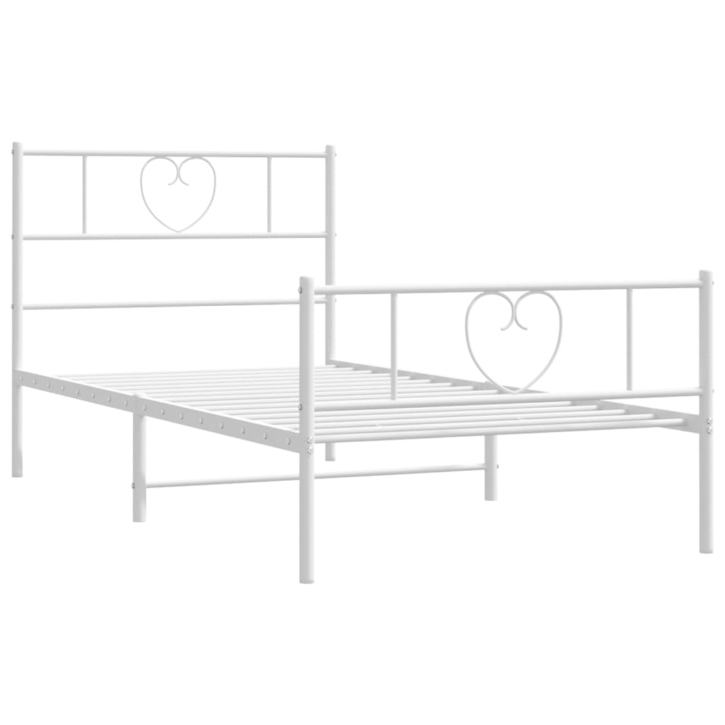 vidaXL Estructura cama sin colchón con estribo metal blanco 100x190 cm