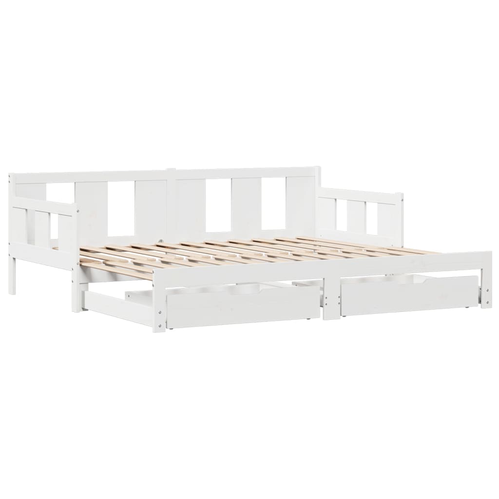 vidaXL Sofá cama nido con cajones madera maciza pino blanca 80x200 cm