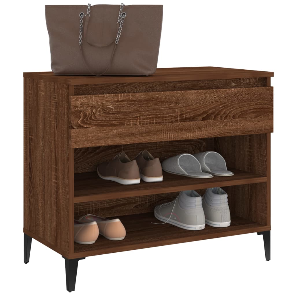 vidaXL Mueble zapatero madera contrachapada roble marrón 70x36x60 cm