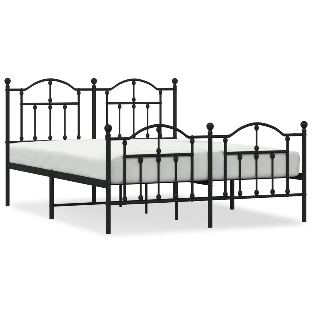 vidaXL Estructura de cama cabecero y estribo metal negro 140x190 cm