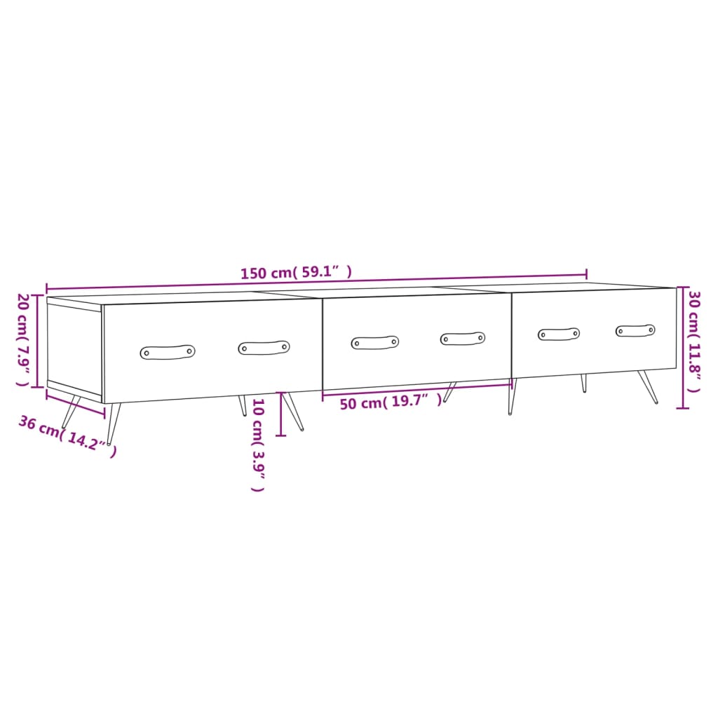 vidaXL Mueble para TV madera de ingeniería gris hormigón 150x36x30 cm