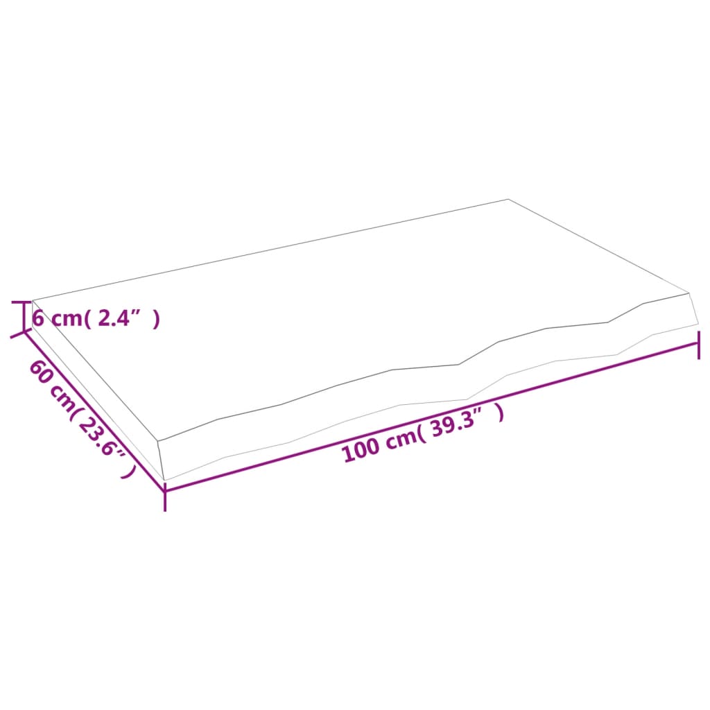 vidaXL Tablero mesa madera roble tratada marrón claro 100x60x(2-6) cm