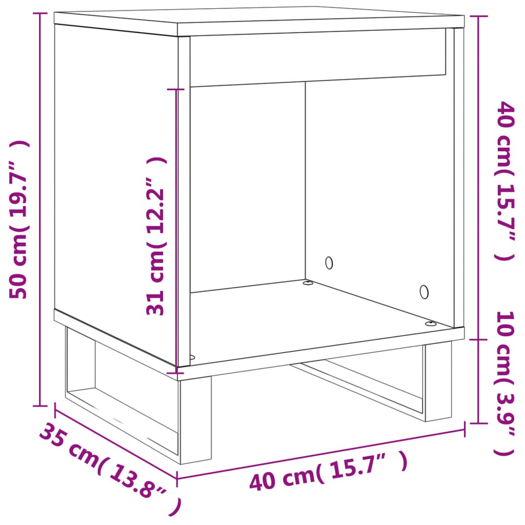 vidaXL Mesita de noche madera de ingeniería gris Sonoma 40x35x50 cm