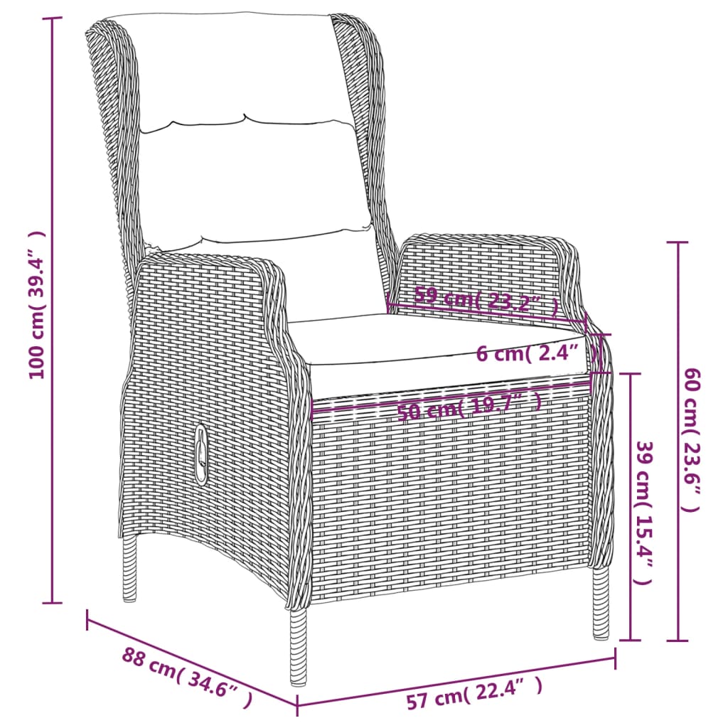 vidaXL Juego de comedor de jardín 7 piezas gris oscuro