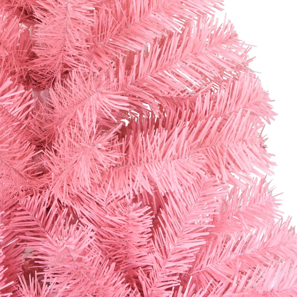 vidaXL Árbol de Navidad artificial con soporte PVC rosa 210 cm