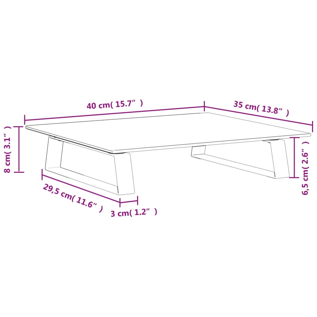 vidaXL Soporte de monitor vidrio templado y metal blanco 40x35x8 cm