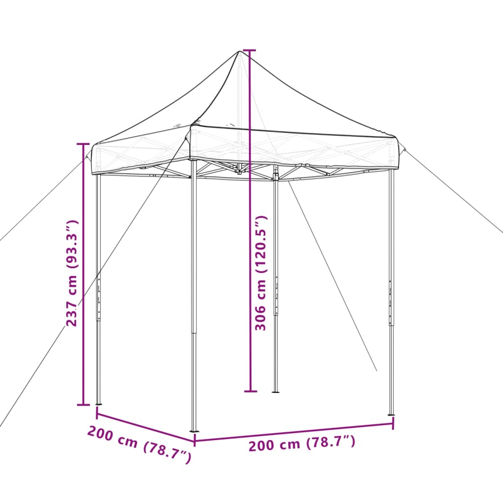 vidaXL Tienda de fiesta plegable Pop-Up burdeos 200x200x306 cm