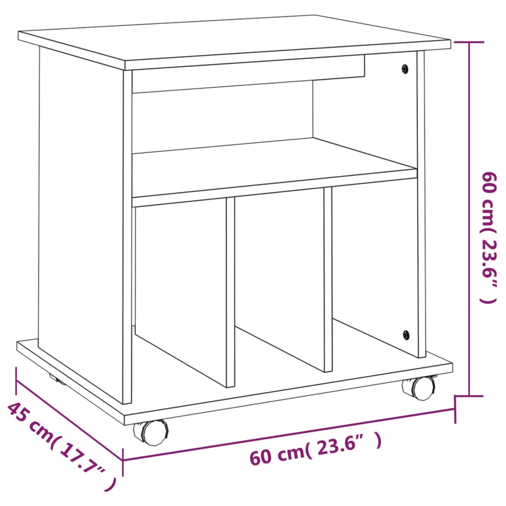 vidaXL Armario ruedas madera contrachapada roble ahumado 60x45x60 cm