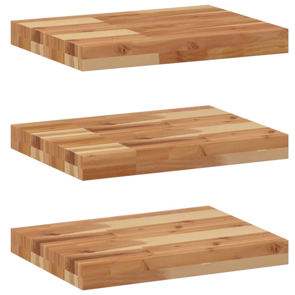 vidaXL Estantes flotantes 3 uds madera acacia acabado aceite 60x30x4cm