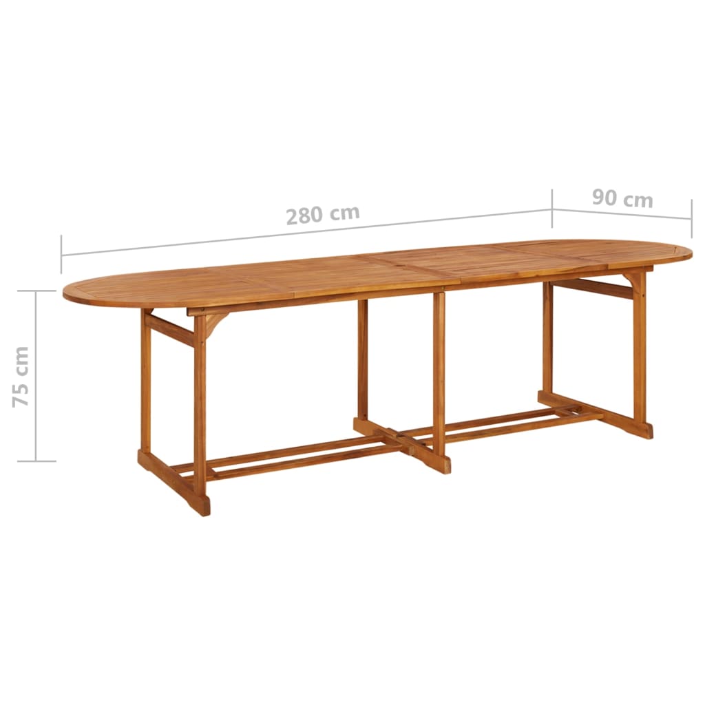 vidaXL Set comedor de jardín 11piezas madera maciza acacia 280x90x75cm