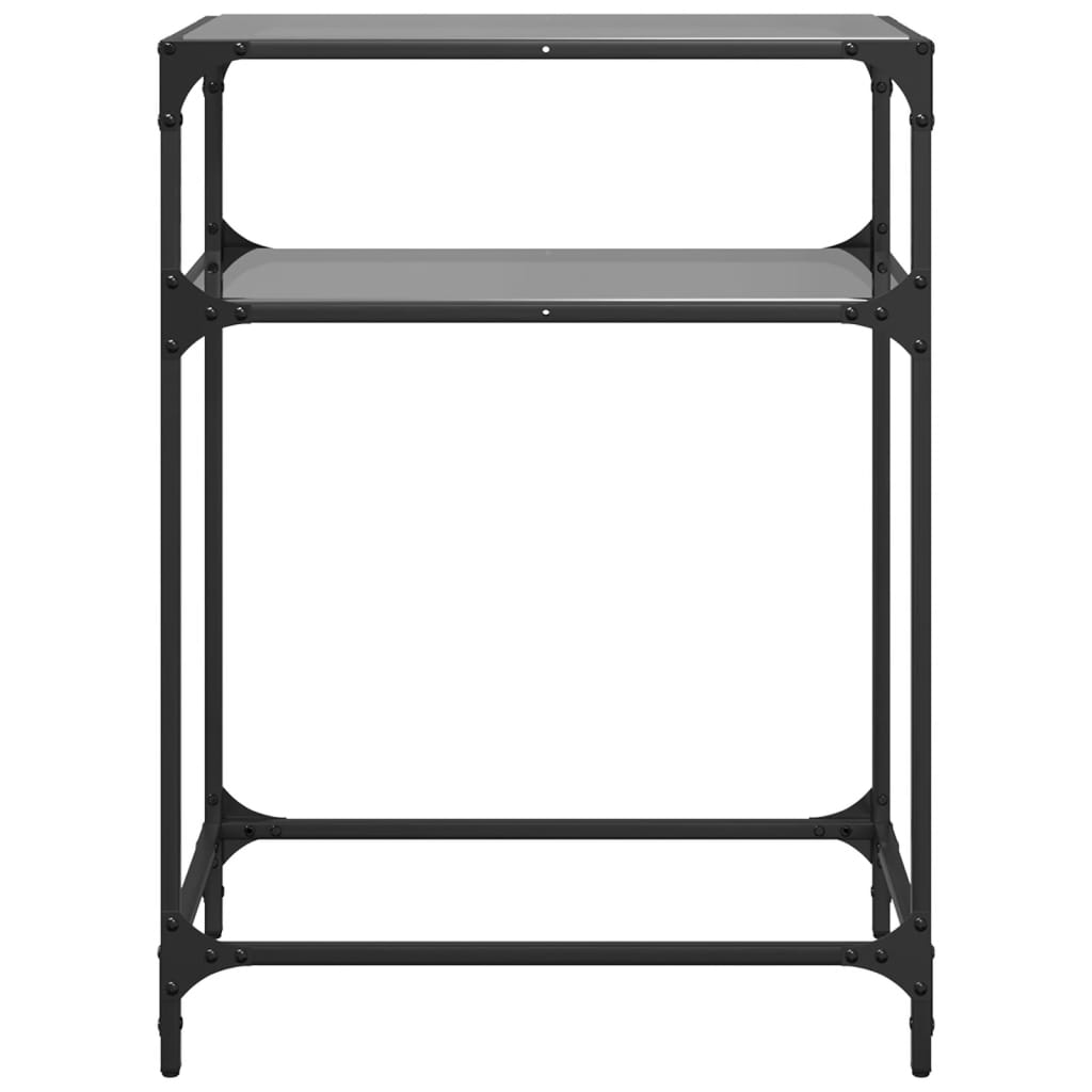 vidaXL Mesa consola con superficie de vidrio negro acero 60x35x81 cm