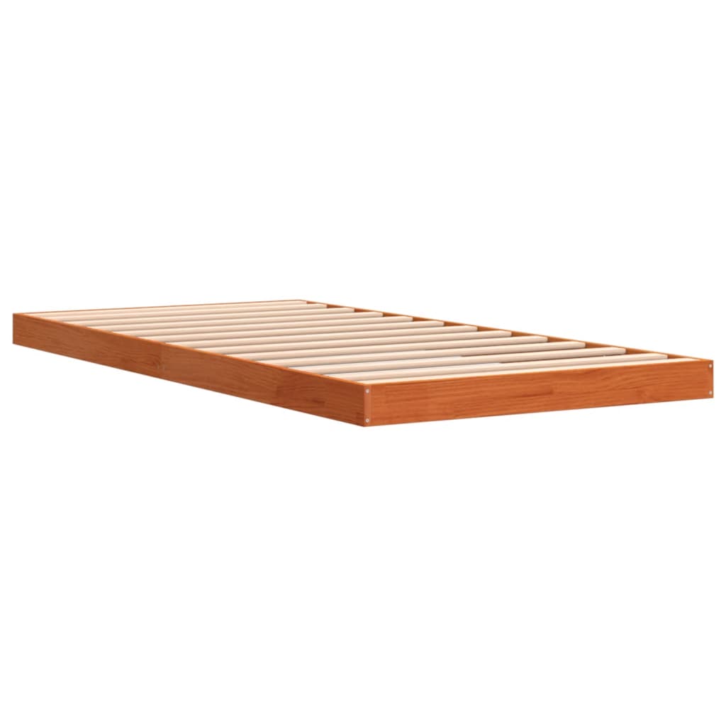 vidaXL Estructura de cama madera maciza de pino marrón cera 90x190 cm