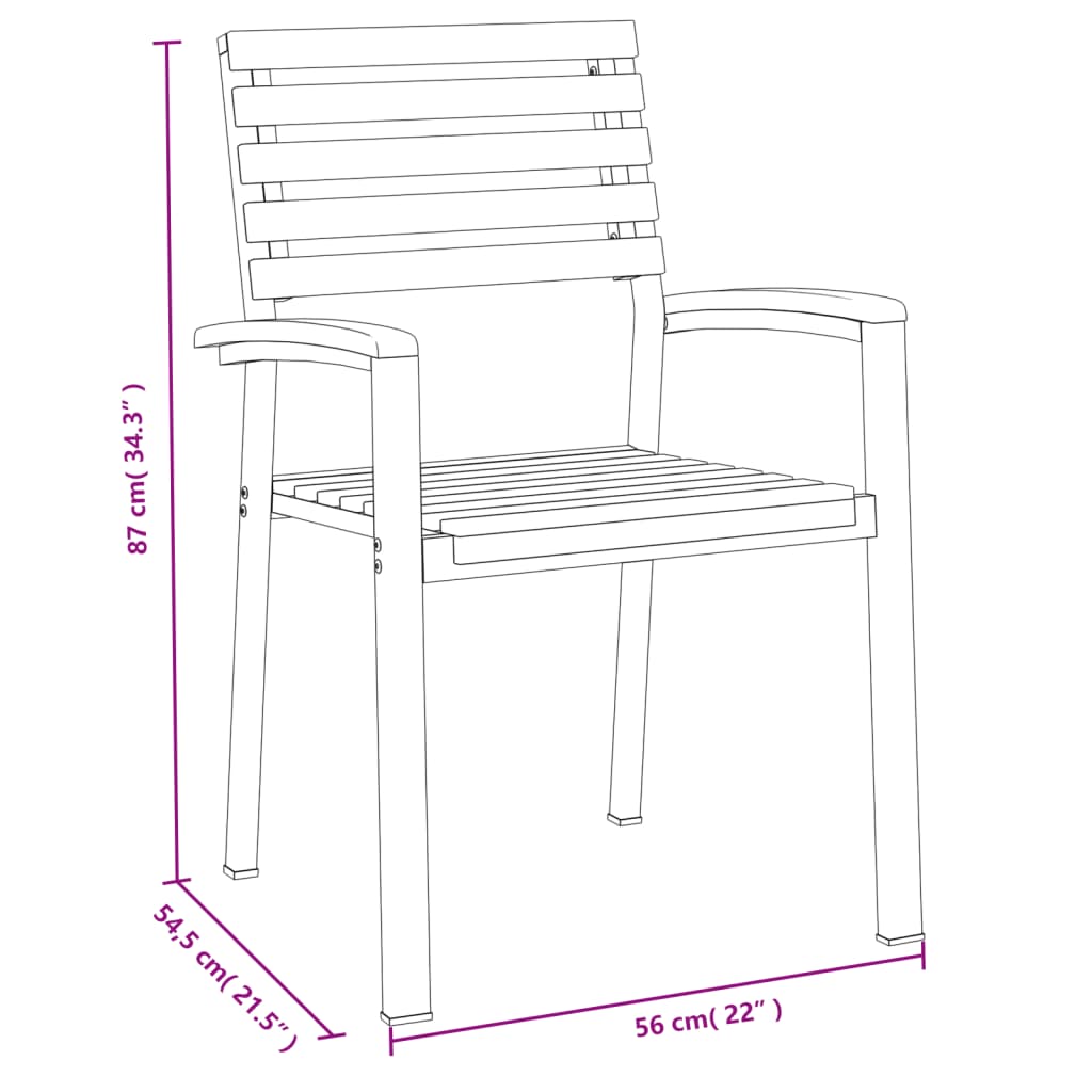 vidaXL Juego de comedor de jardín 7 pzas madera maciza acacia y metal