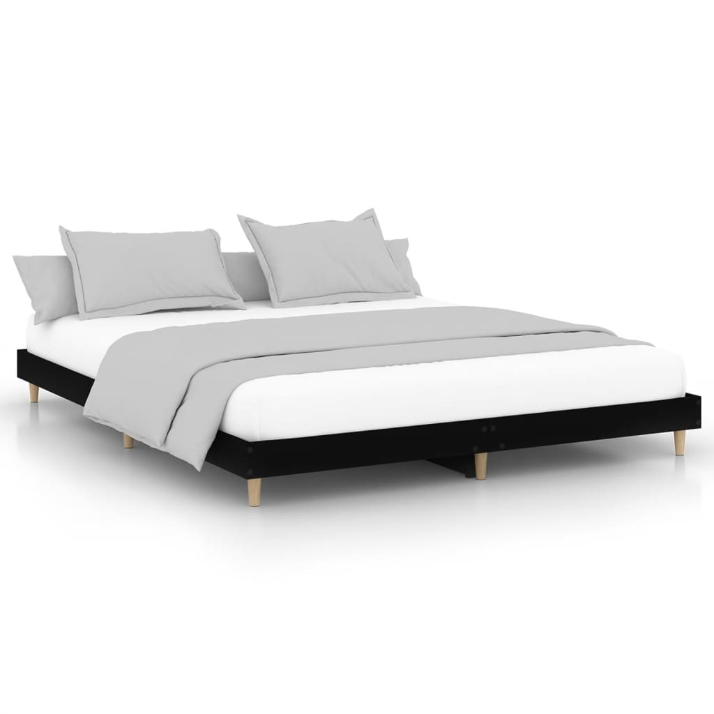 vidaXL Estructura de cama madera de ingeniería negra 160x200 cm