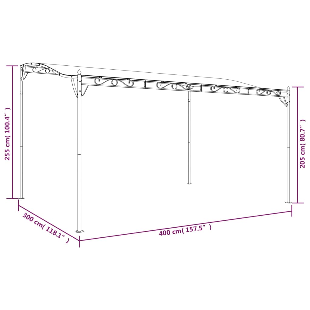 vidaXL Toldo acero y tela gris taupe 4x3 m 180 g/m²