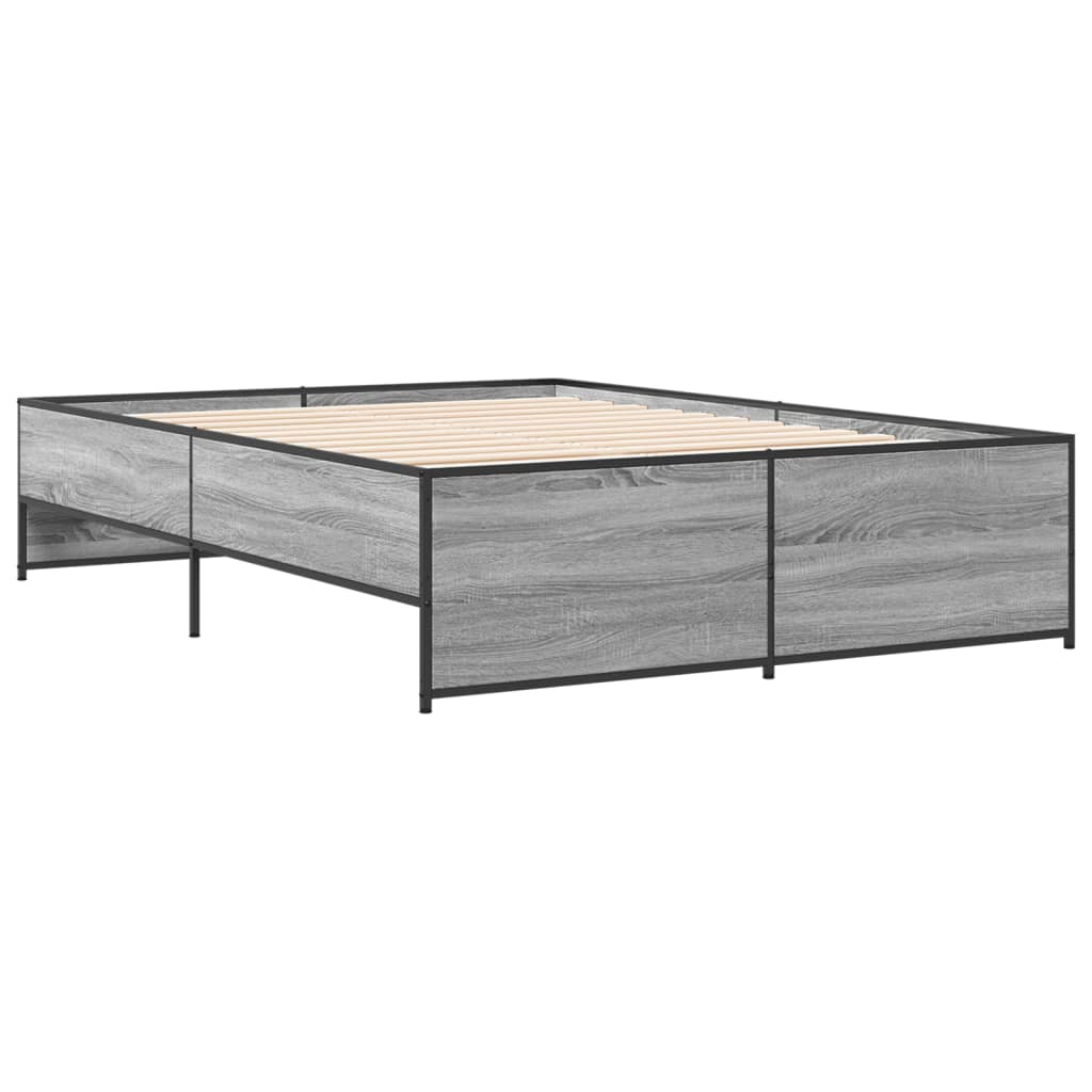 vidaXL Estructura cama madera ingeniería metal gris Sonoma 120x190 cm