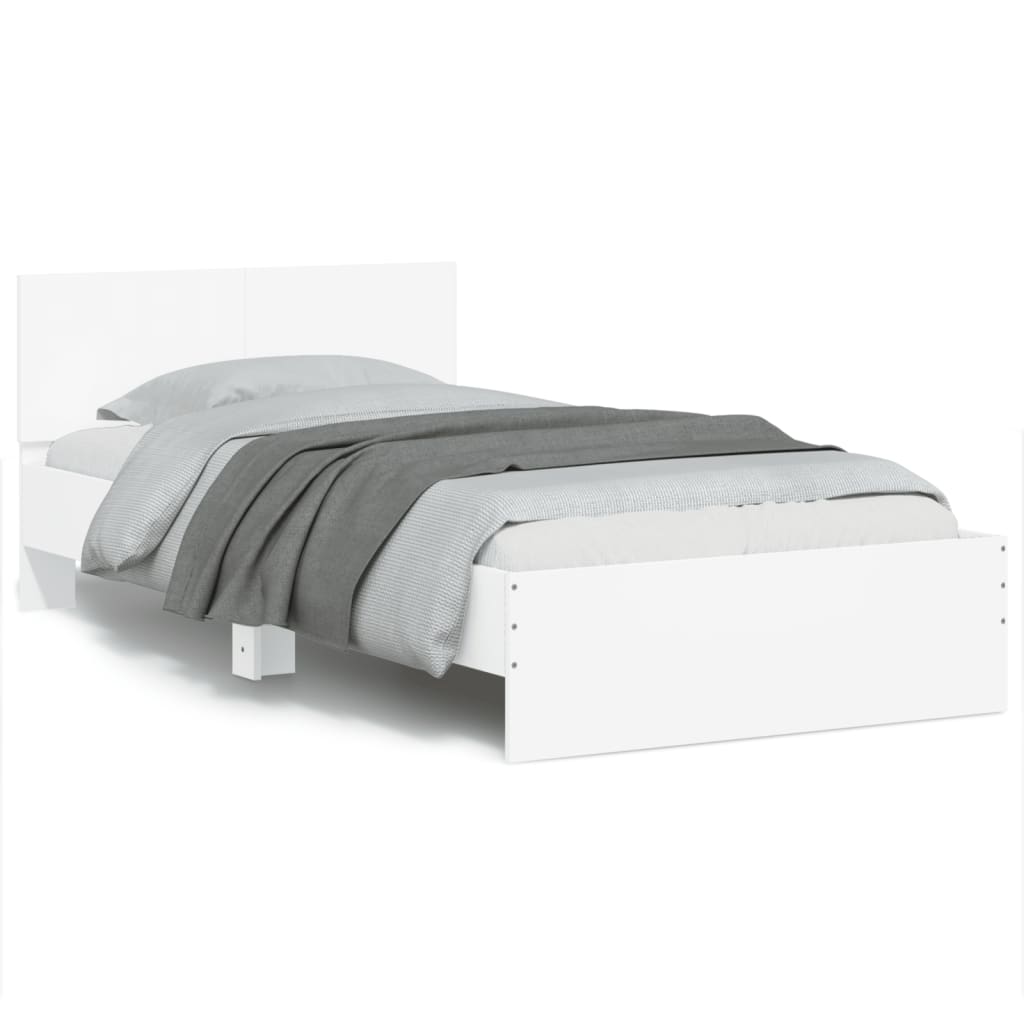 vidaXL Estructura de cama con cabecero y luces LED blanco 100x200 cm