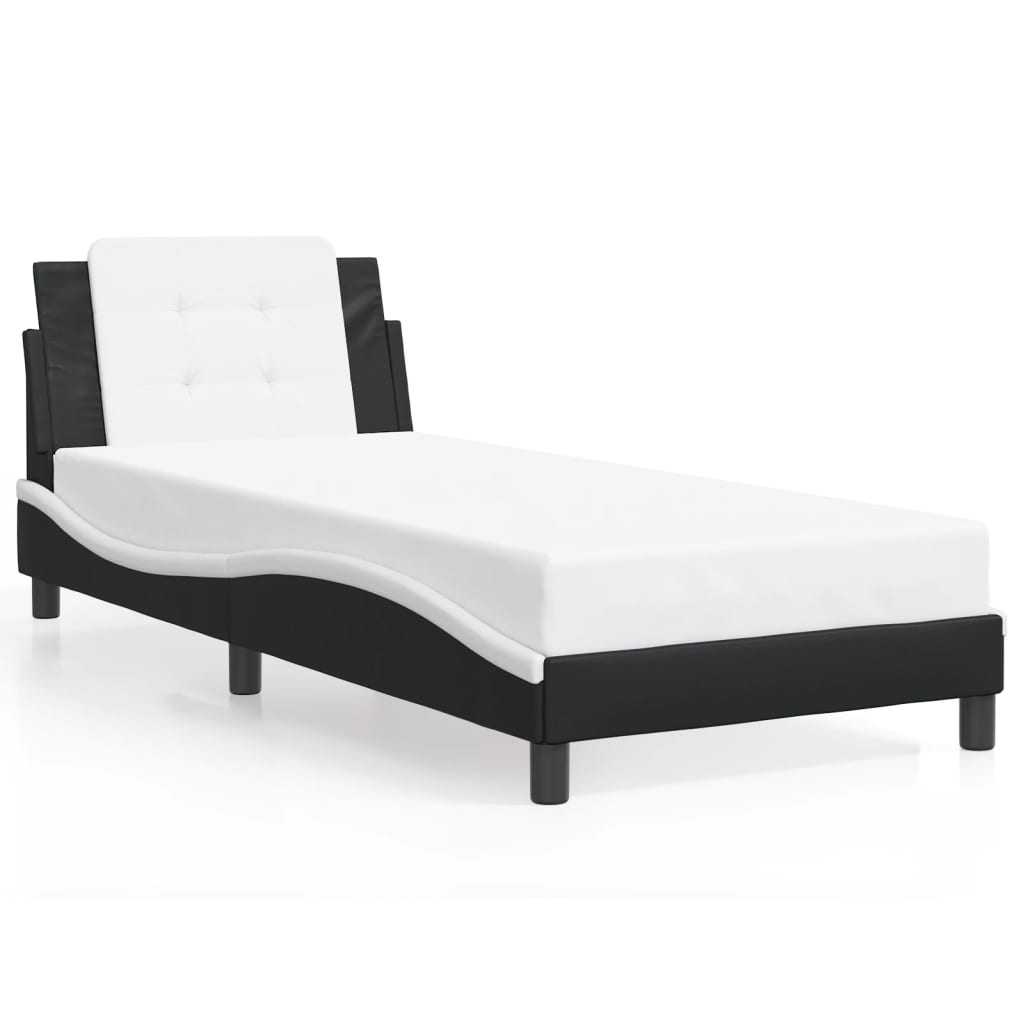 vidaXL Estructura cama con LED cuero sintético negro blanco 80x200 cm