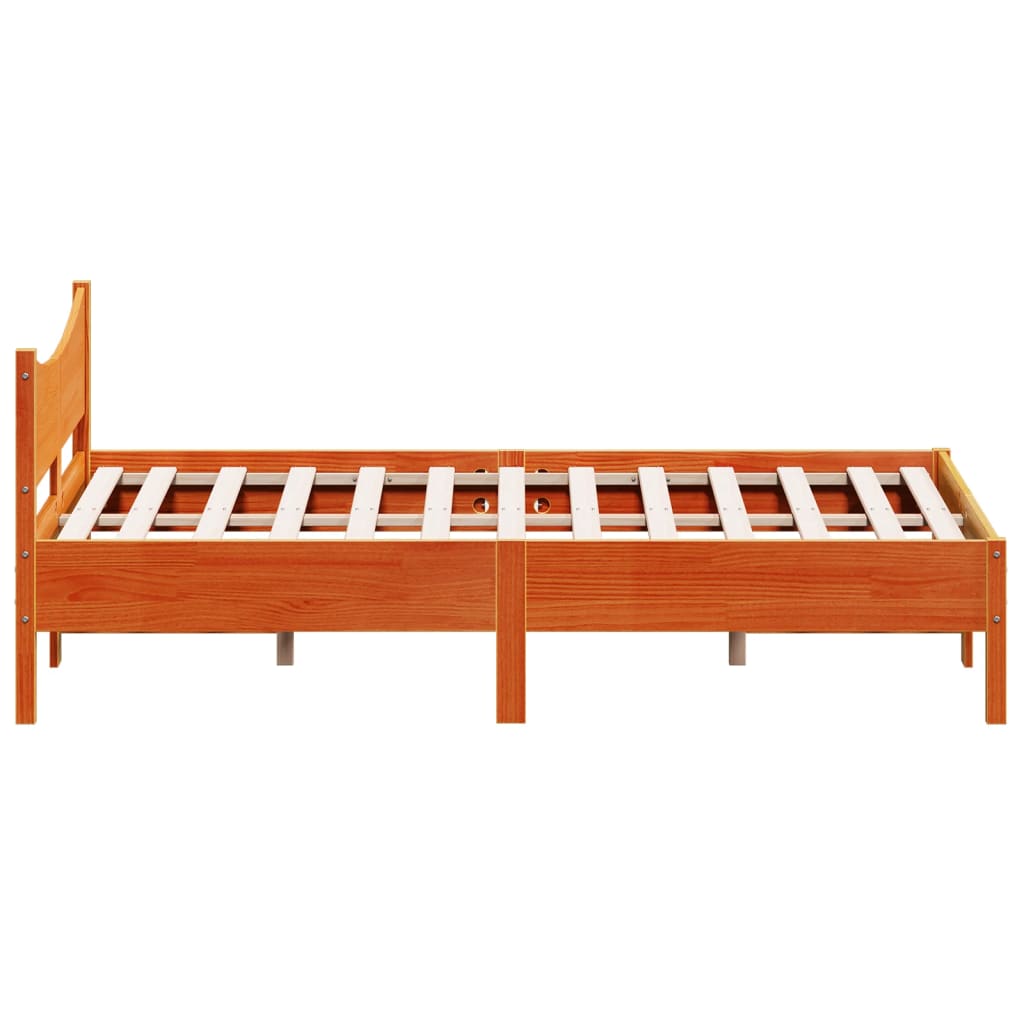 vidaXL Estructura de cama sin colchón madera maciza marrón 135x190 cm