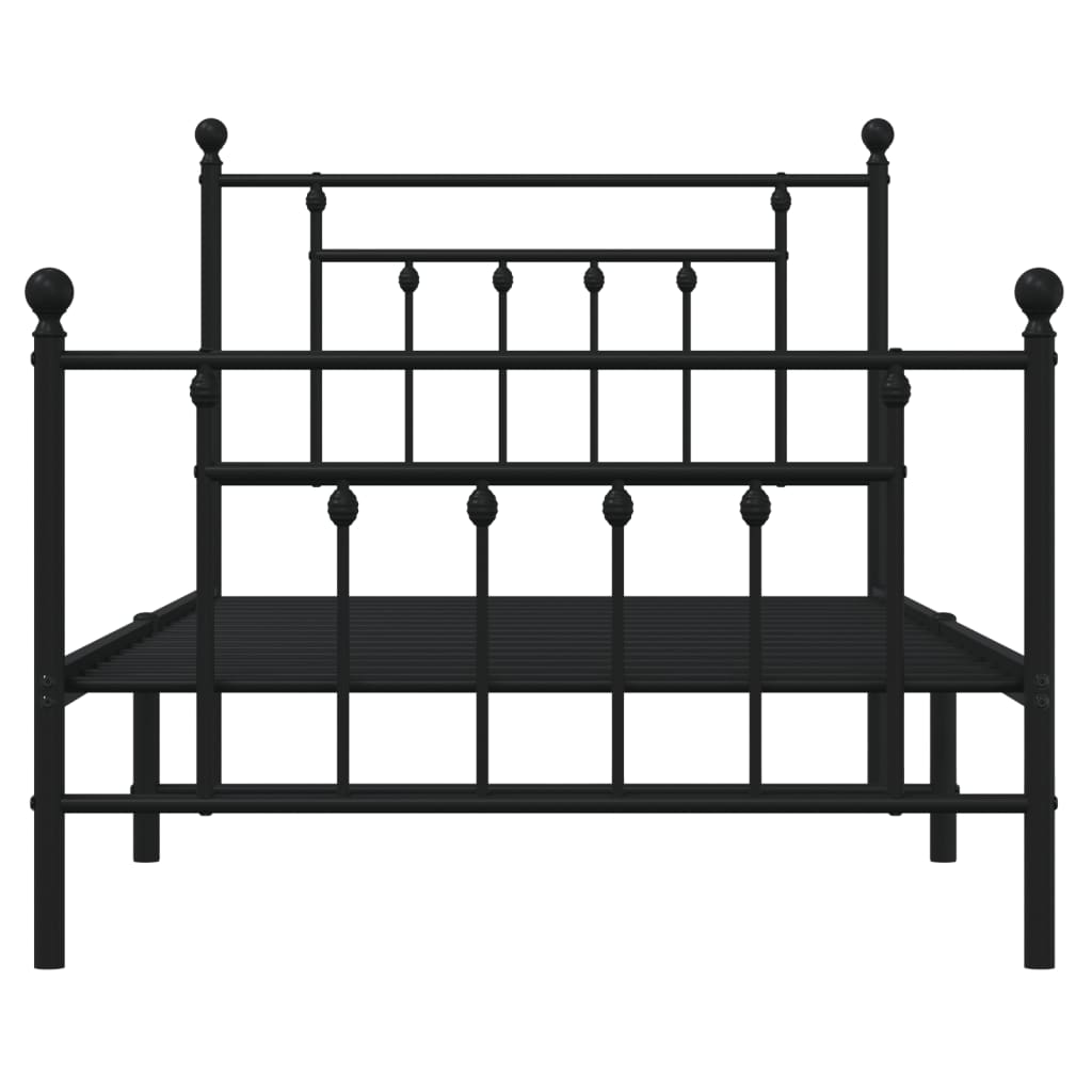 vidaXL Estructura de cama con cabecero y estribo metal negro 100x190cm