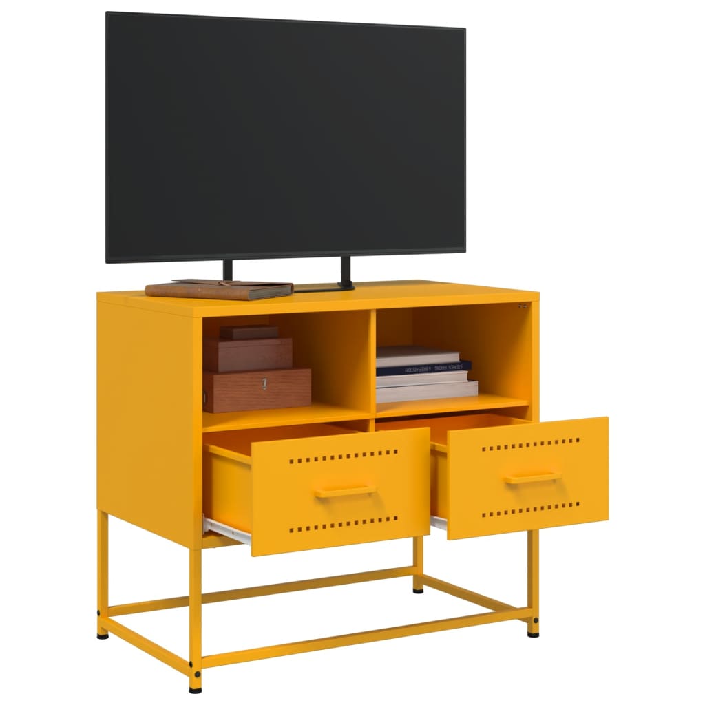 vidaXL Mueble para TV de acero amarillo mostaza 68x39x60,5 cm