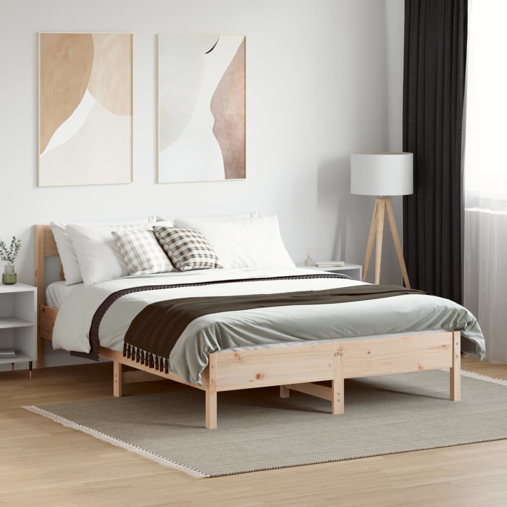 vidaXL Estructura de cama sin colchón madera de pino blanco 150x200 cm