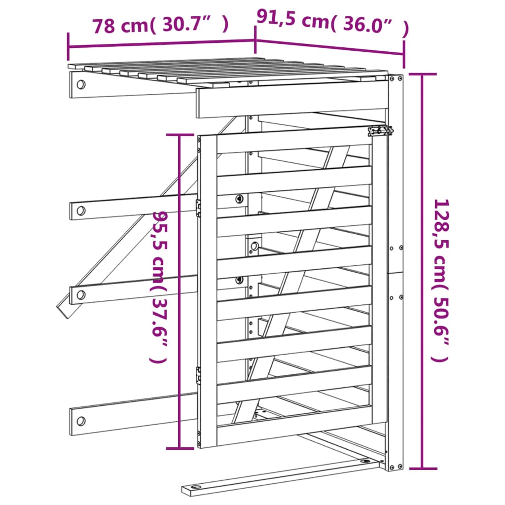 vidaXL Extensión para cobertizo de cubos de basura madera de pino gris