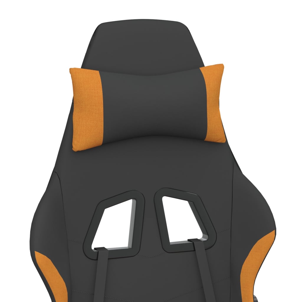 vidaXL Silla gaming de masaje con reposapiés tela negro y naranja