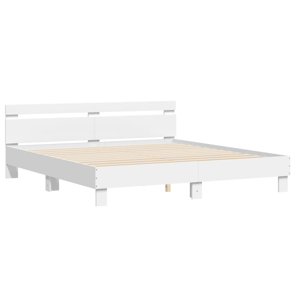 vidaXL Estructura cama con cabecero madera ingeniería blanco 200x200cm