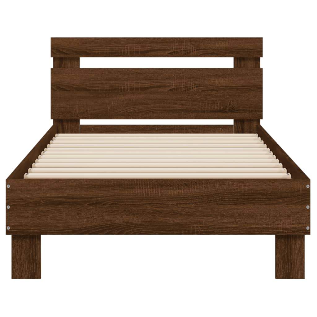 vidaXL Estructura cama con cabecero sin colchón marrón roble 75x190 cm