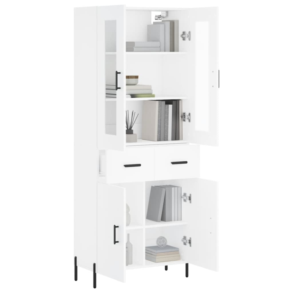 vidaXL Aparador alto madera contrachapada blanco 69,5x34x180 cm