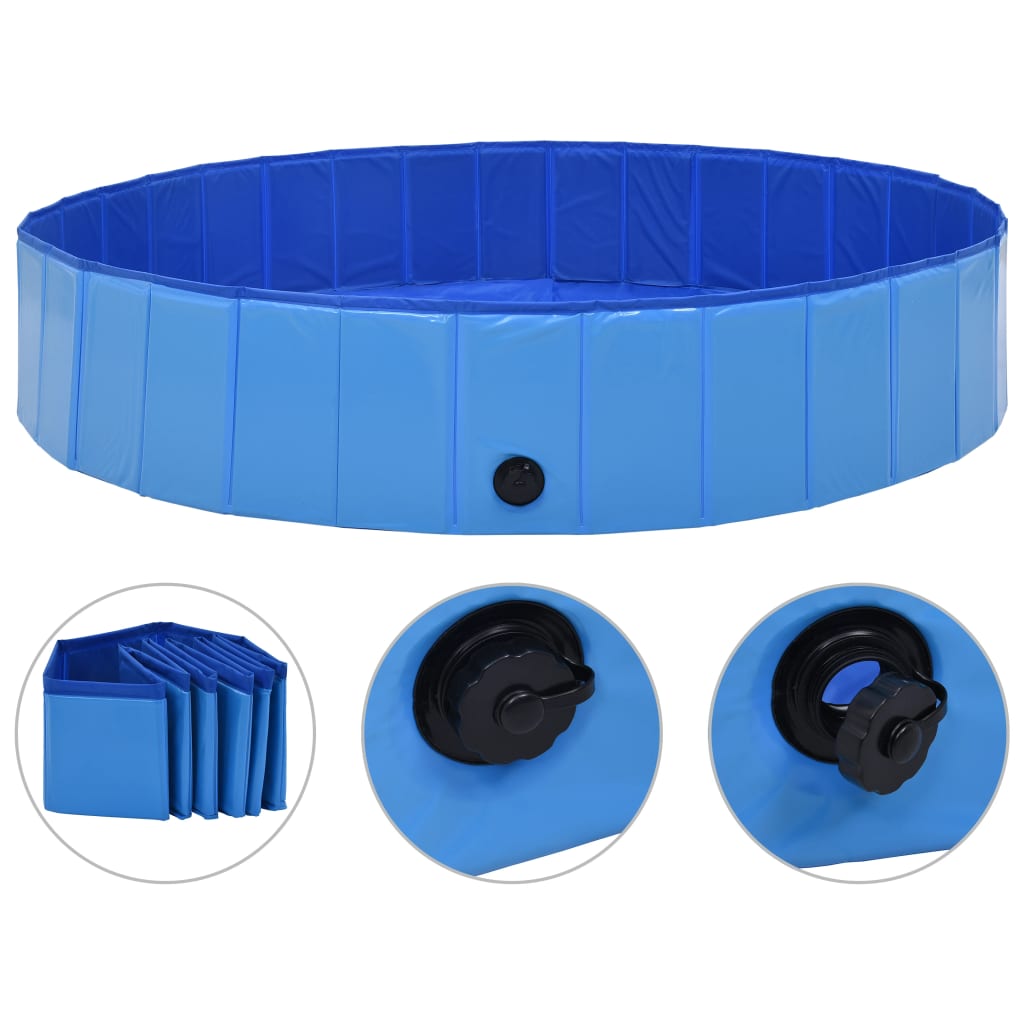 vidaXL Piscina para perros plegable PVC azul 160x30 cm