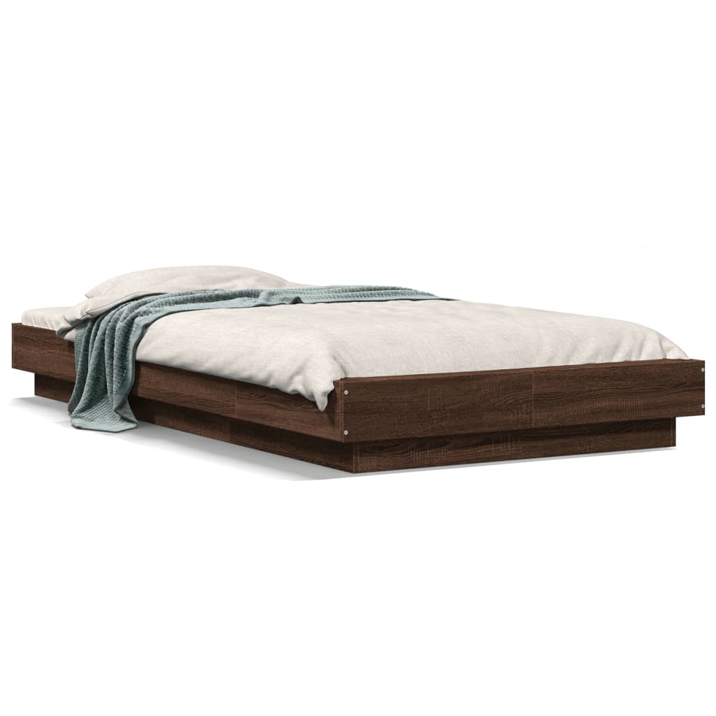 vidaXL Estructura de cama madera de ingeniería roble marrón 75x190 cm