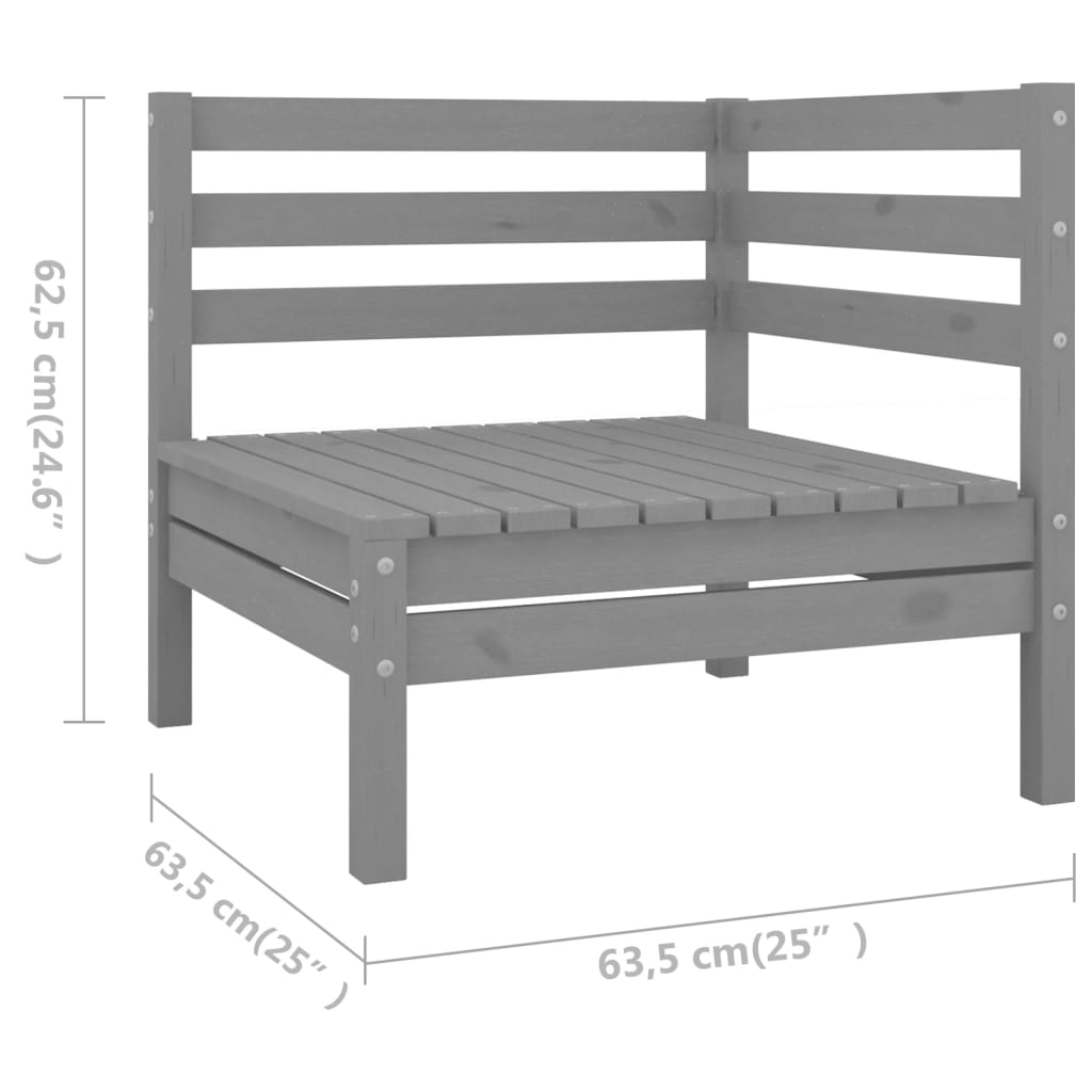 vidaXL Juego de muebles de jardín 5 piezas madera maciza de pino gris