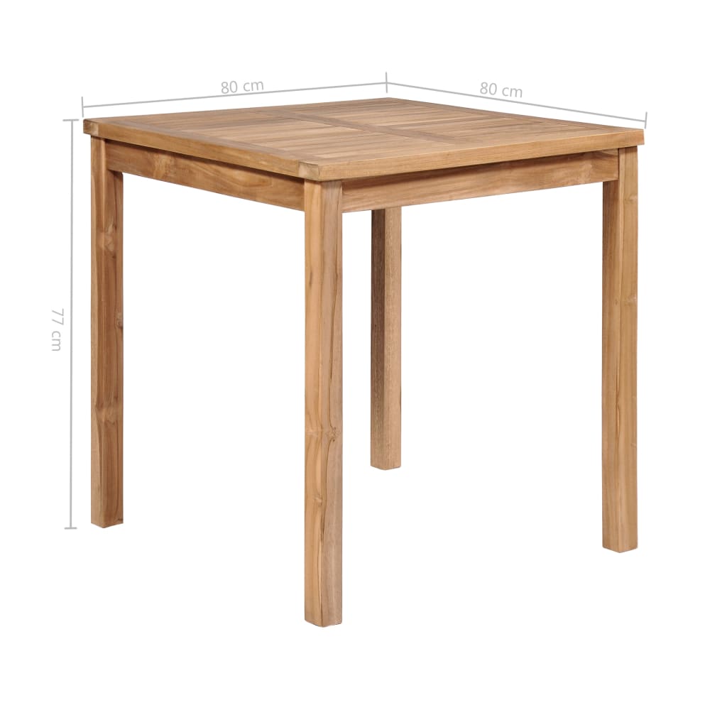 vidaXL Mesa de jardín de madera maciza de teca 80x80x77 cm