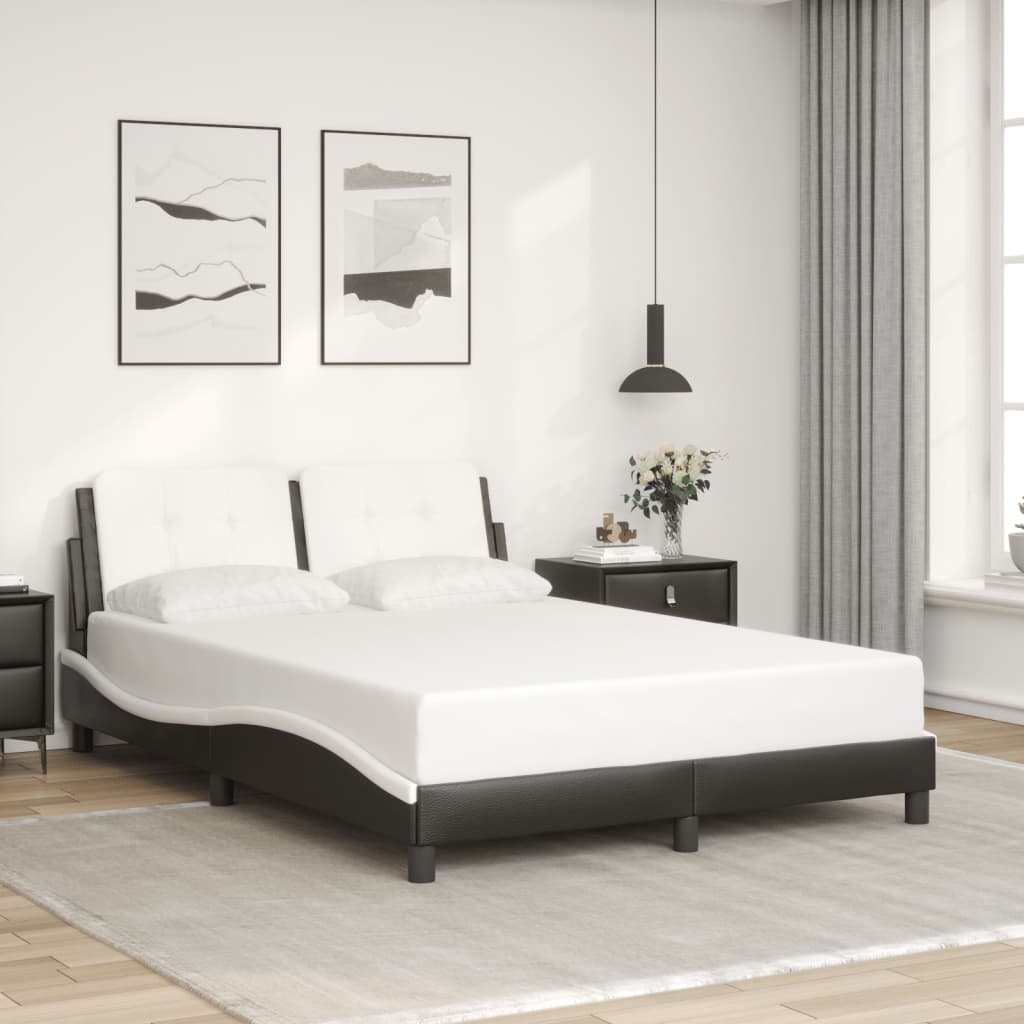 vidaXL Estructura de cama con cabecero cuero sintético negro y blanco