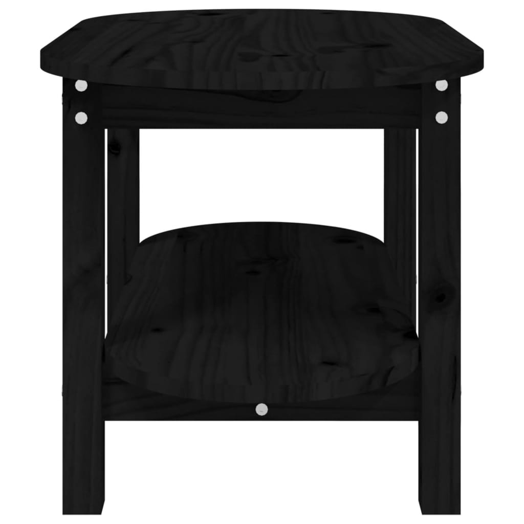 vidaXL Mesa de centro de madera maciza de pino negro 80x45x45 cm