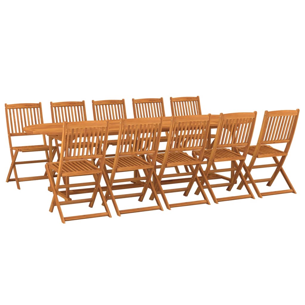 vidaXL Set comedor de jardín 11piezas madera maciza acacia 280x90x75cm