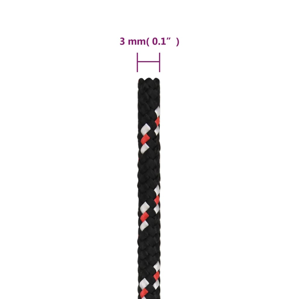 vidaXL Cuerda de barco polipropileno negra 3 mm 100 m