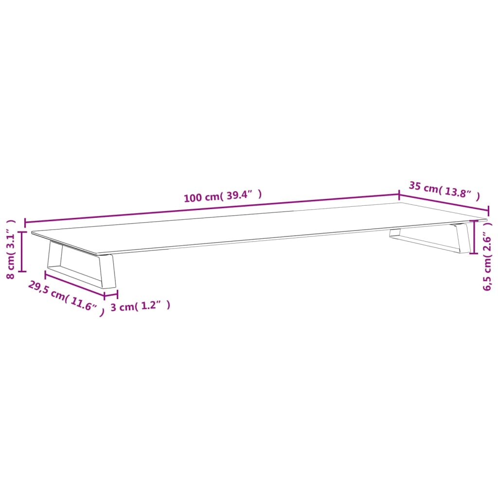 vidaXL Soporte de monitor vidrio templado y metal blanco 100x35x8 cm