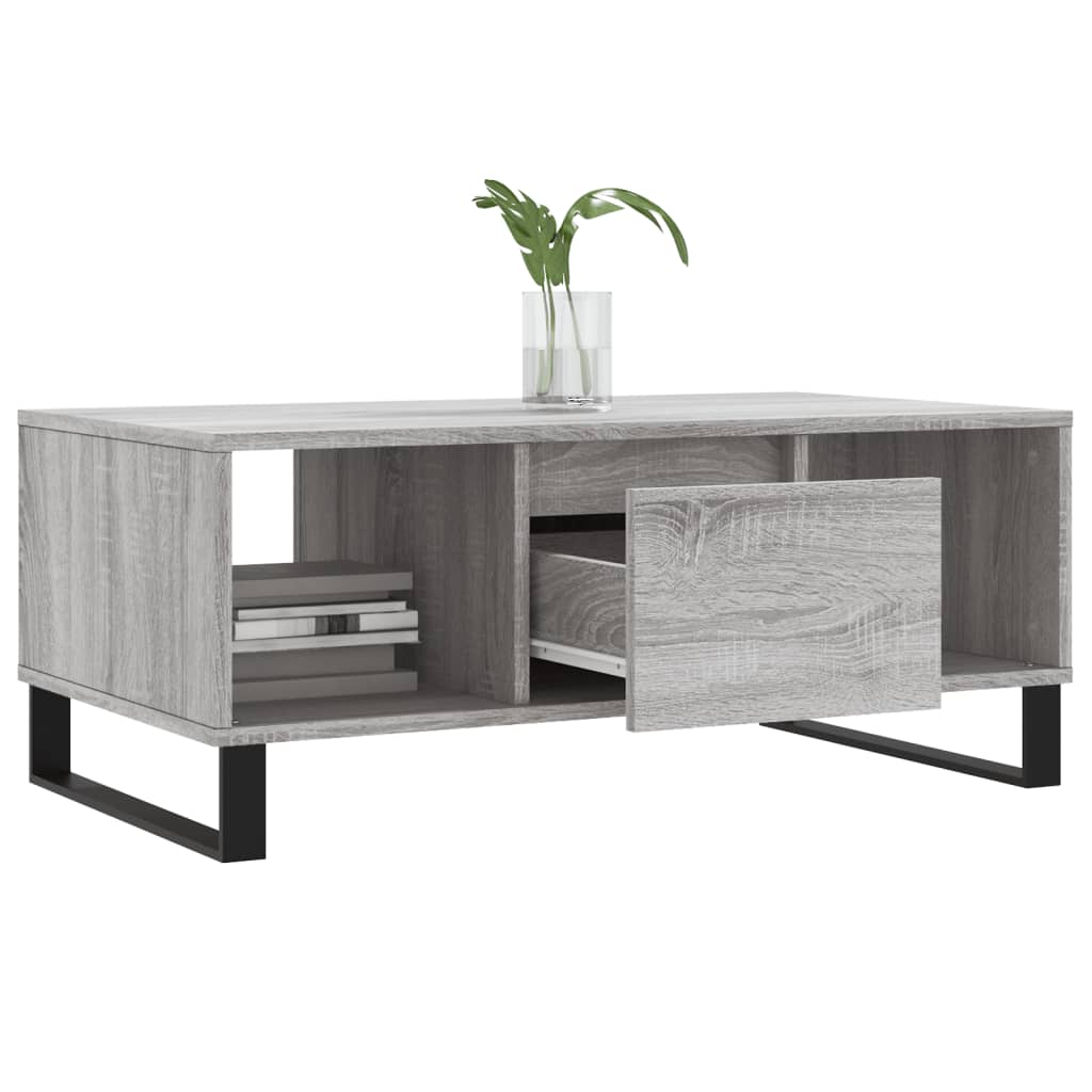 vidaXL Mesa de centro madera contrachapada gris Sonoma 90x50x36,5 cm