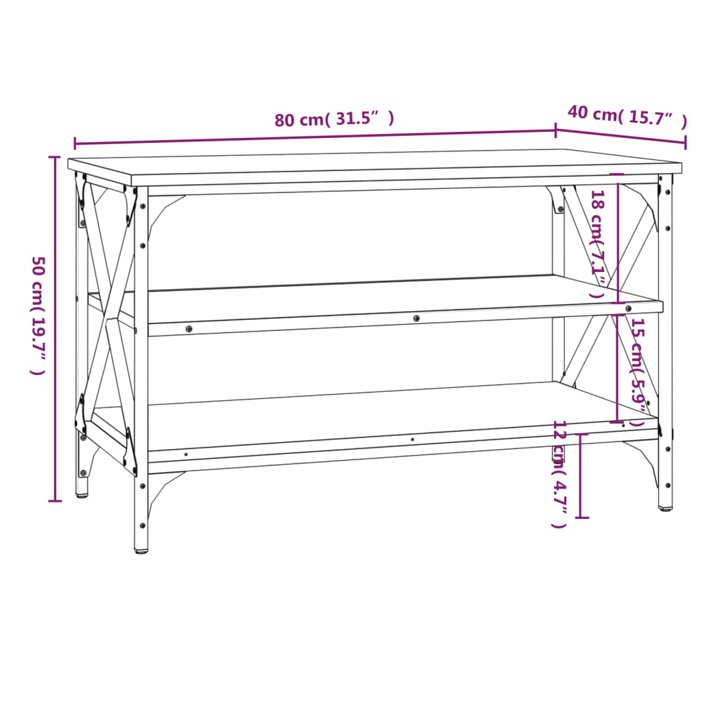 vidaXL Mueble para TV madera contrachapada roble ahumado 80x40x50 cm