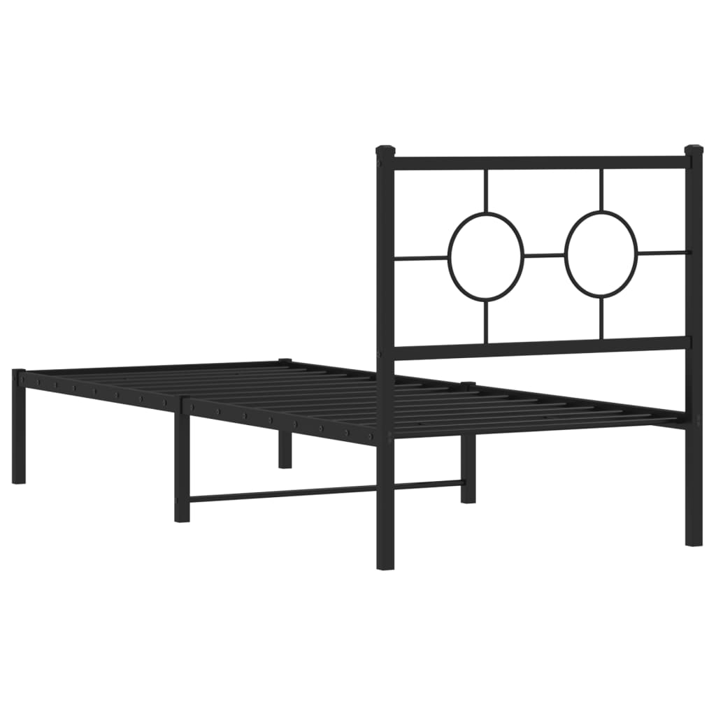 vidaXL Estructura cama sin colchón con cabecero metal negro 80x200 cm