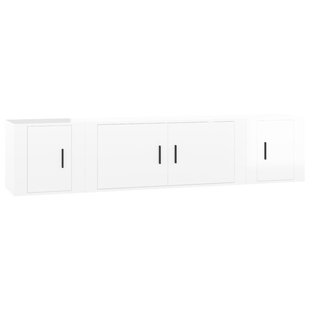 vidaXL Set de muebles de TV 3 pzas madera contrachapada blanco brillo